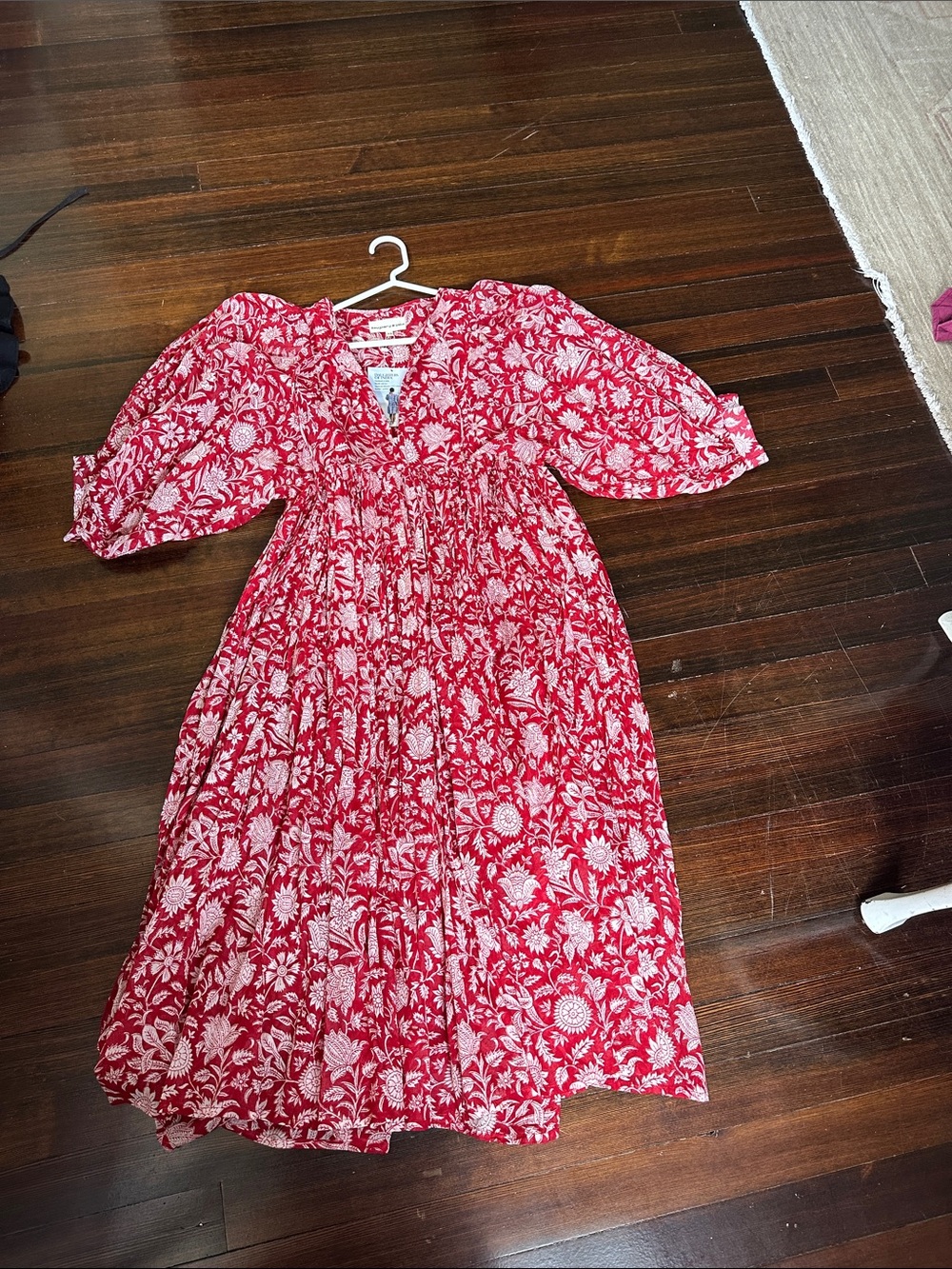 Daughters of India Brand New Kyra Mini Red Floral Dress